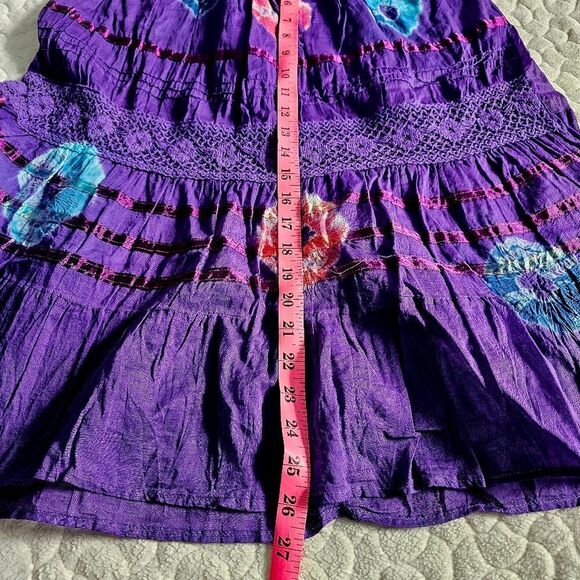 NEW tie dye skirt hippie small elastic purple eclectic unique boho gypsy - Picture 4 of 7